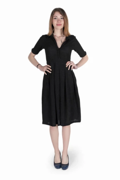 Keten Günlük Yazlık Ofis Kadın Elbisesi