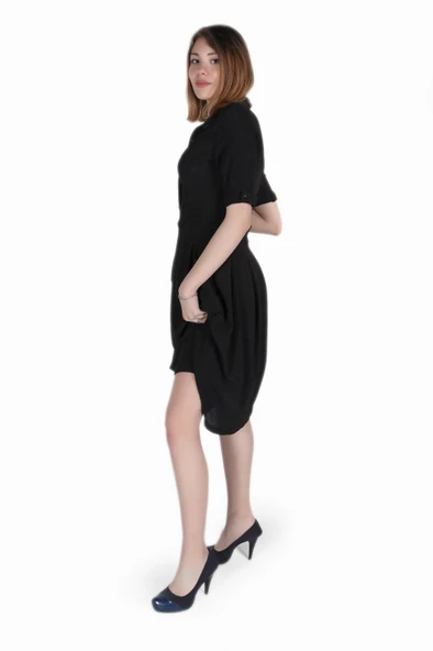 Keten Günlük Yazlık Ofis Kadın Elbisesi - 3