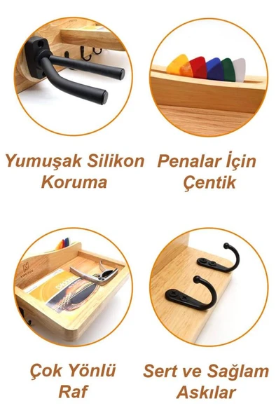 Midex GP-30 Gitar Standı Sehpası Duvar Askısı Ahşap Şık Kaliteli - Resim 2