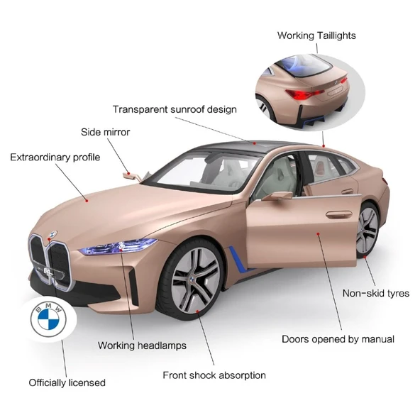 1:14 Uzaktan Kumandalı Araba Bmw İ4 Concept 2.4 Ghz Platin Gold - 6
