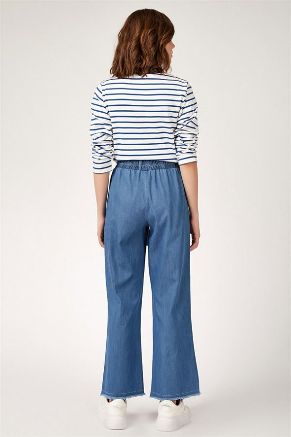 Kadın Bol Paça Mavi Pantolon 6469 - 2