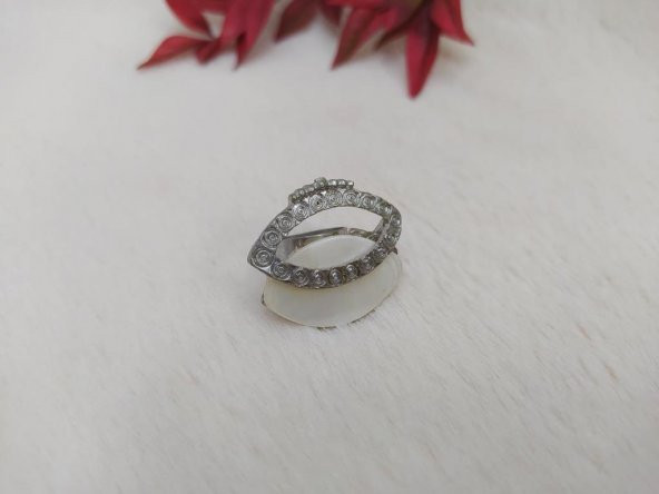 Hdmarketim Kadın Yüzük Dogal Beyaz Akik Taşlı Ayarlanabilir Ölçü