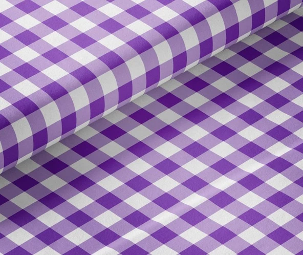 Mor Beyaz Pötikare, Ekose, Damalı Runner, Servis Örtüsü - Resim 2