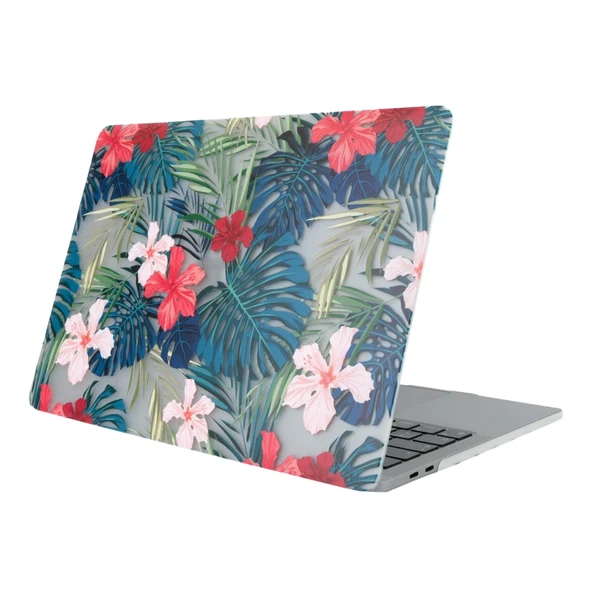 MacBook Air 13 İnç Kılıf Çiçek Desenli Mat TPU Sert İnce Hafif Koruma Kapak - Resim 3