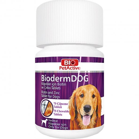 Bio Pet Active Bioderm Dog Biotin ve Çinko Köpek Vitamini 75 Tablet