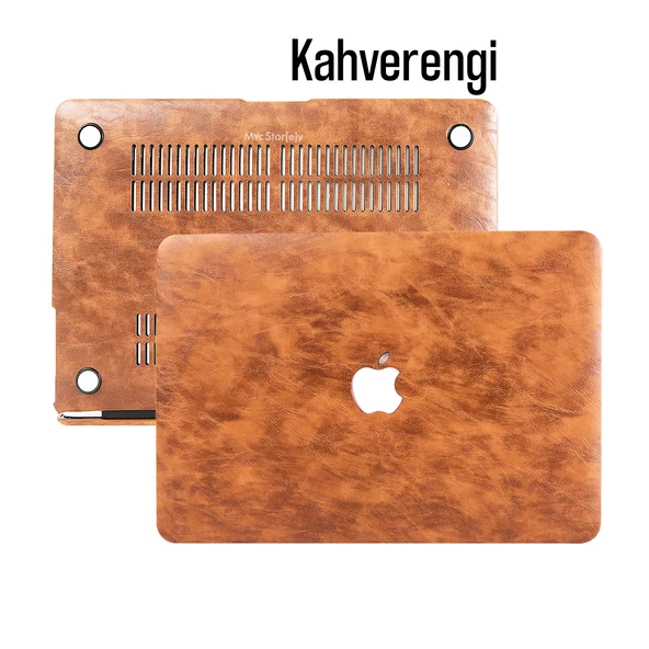 Macbook Air Kılıf 13 inç Deri Leat01 (Eski USB'li Model 2010-2017) A1369 A1466 ile Uyumlu - 3