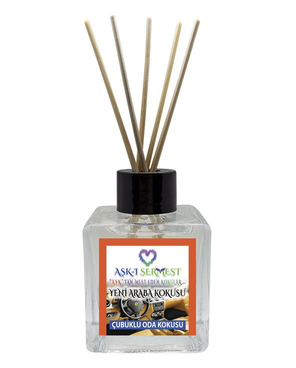 Aşk-ı Sermest Yeni Araba Kokusu Çiçek Aromalı Bambu Çubuklu Oda Kokusu Parfüm,  Küp Şişe, 60 mL