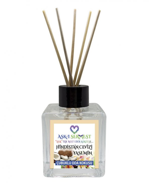 Aşk-ı Sermest Çikolata&Sakız Aromalı Bambu Çubuklu Oda Kokusu Parfüm,  Küp Şişe, 60 mL