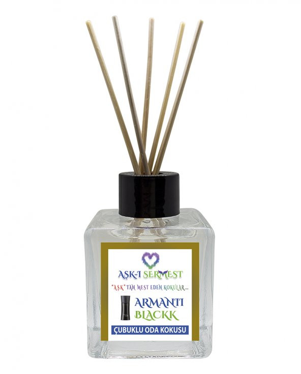 Aşk-ı Sermest Amber Aromalı Bambu Çubuklu Oda Kokusu Parfüm,  Küp Şişe, 60 mL