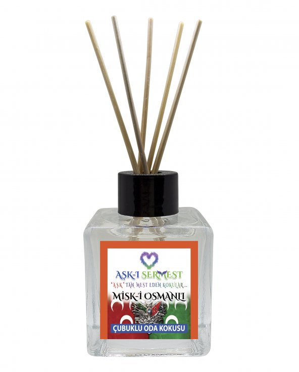 Aşk-ı Sermest Misk-i Osmanlı Çiçek Aromalı Bambu Çubuklu Oda Kokusu Parfüm,  Küp Şişe, 60 mL