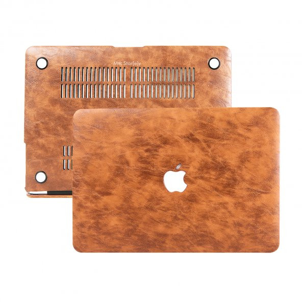 Macbook Air Kılıf 13 inç Deri Leat01 (Eski USB'li Model 2010-2017) A1369 A1466 ile Uyumlu