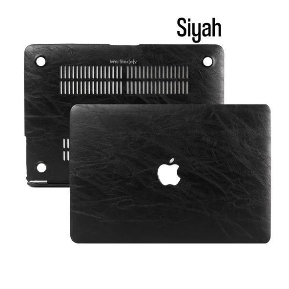 Macbook Air Kılıf 13 inç Deri Leat01 (Eski USB'li Model 2010-2017) A1369 A1466 ile Uyumlu - 4