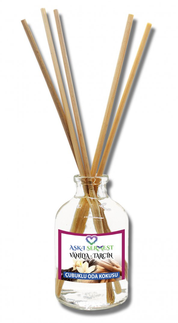 Aşk-ı Sermest Vanilya&Tarçın Aromalı Bambu Çubuklu Oda Kokusu Parfüm, Oval Şişe, 50 mL