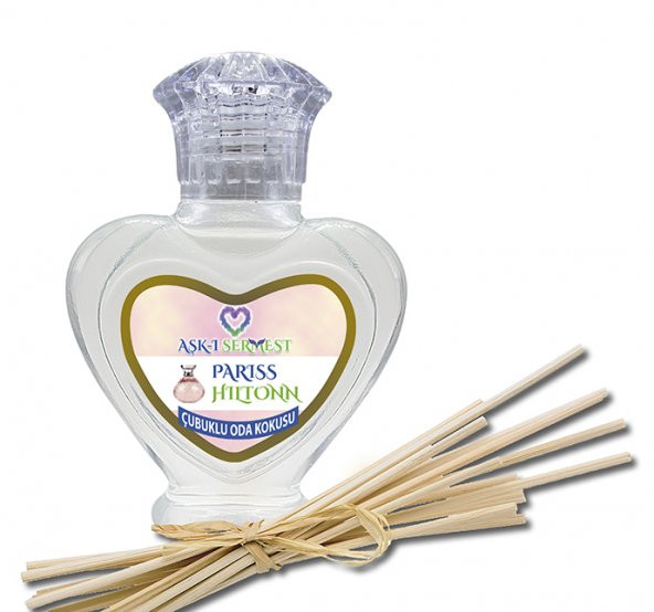 Aşk-ı Sermest Pariiss Hiltonn Çiçek Aromalı Bambu Çubuklu Oda Kokusu Parfüm, Kalp Şişe, 60 mL