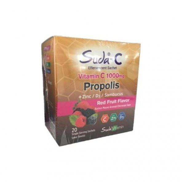 Suda-C Vitamin C 1000 mg Propolis + Zinc / D3 / Sambucus 20 Saşe