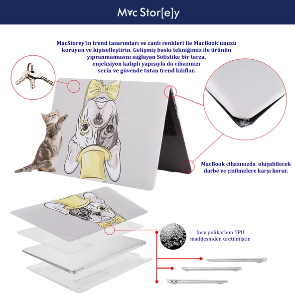 Macbook Air M1 Kılıf 13 inç Dog02NL (TouchID'li M1 Air) A2337 A2179 A1932 ile Uyumlu - 11