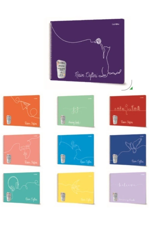 Çınar Spiralli Resim Plastik Kapak 33 x 48 Cm 25 Yaprak (12 Li Paket)