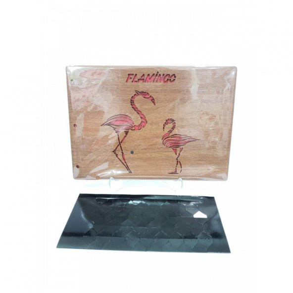 Flamingo Desenli Ahşap Fotoğraf Albümü Dekoratif Hediyelik - 1