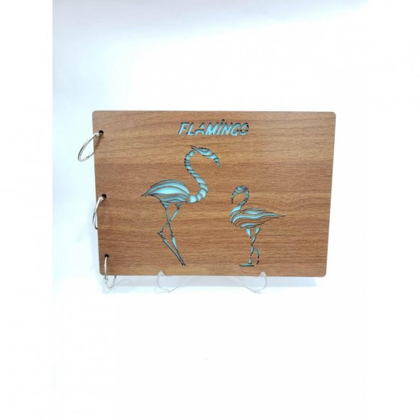 Flamingo Desenli Ahşap Fotoğraf Albümü Dekoratif Hediyelik - 3