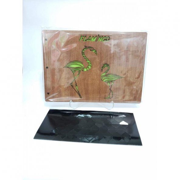 Flamingo Desenli Ahşap Fotoğraf Albümü Dekoratif Hediyelik - 5