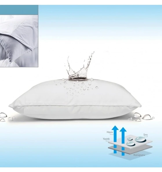 2 Adet Pamuklu Sıvı Geçirmez Yastık Alezi (50x70) - 2