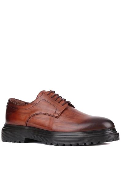 Shoetyle - Taba Deri Bağcıklı Erkek Klasik Ayakkabı 250-2013 - Resim 3