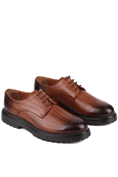 Shoetyle - Taba Deri Bağcıklı Erkek Klasik Ayakkabı 250-2013 - Resim 2