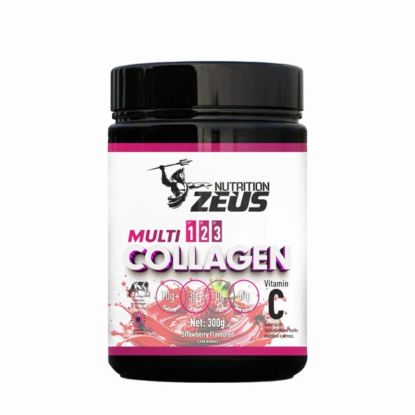Zeus Nutrition Multi Collagen Powder 300 Gr-Çilek
