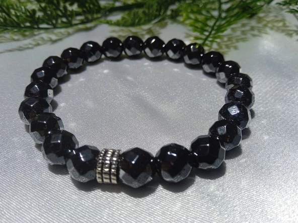 Faset Kesim Hematit Doğal Taşlı Bileklik - 2