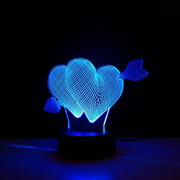 Oklu Kalp 3D Lamba