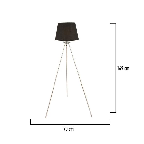 Epona Siyah Şapkalı Krom Modern Dekoratif Salon Lambader - Resim 5