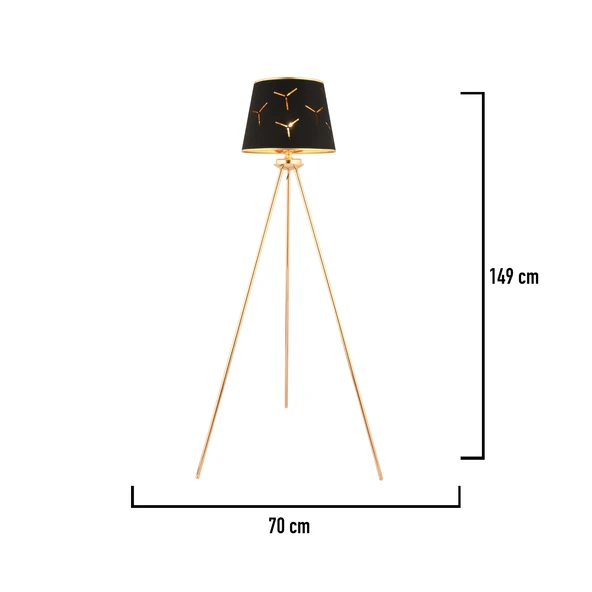 Epona Siyah Desenli Şapkalı Gold Modern Dekoratif Salon Lambader - Resim 5