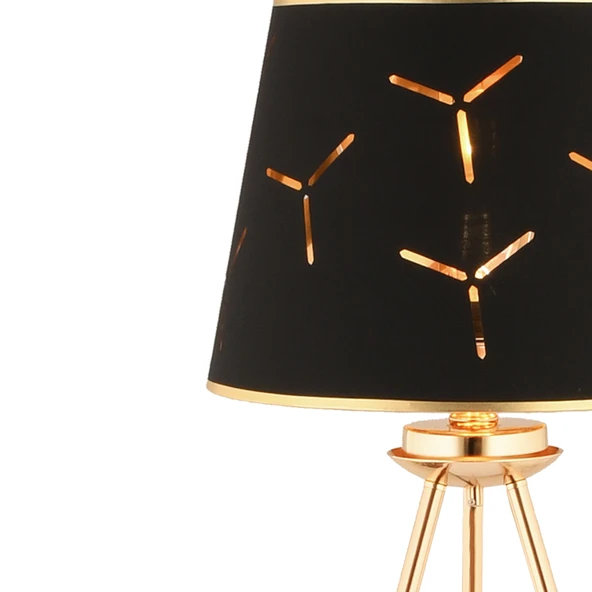 Epona Siyah Desenli Şapkalı Gold Modern Dekoratif Salon Lambader - Resim 4