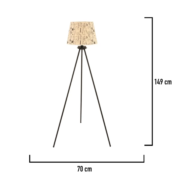 Epona Desenli Şapkalı Siyah Modern Dekoratif Salon Lambader - Resim 5