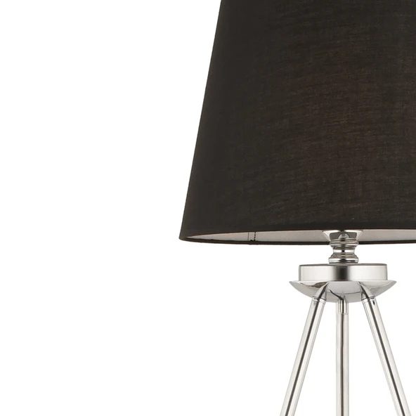 Epona Siyah Şapkalı Krom Modern Dekoratif Salon Lambader - Resim 4