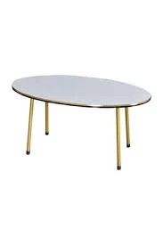 Orta Sehpa Beyaz Elips Metal Ayak Çift Gold ürün görseli 1