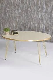 Orta Sehpa Elips Gold Krem Tel
