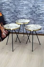 Zigon Sehpa 3'lü Siyah Metal Ayak Efes