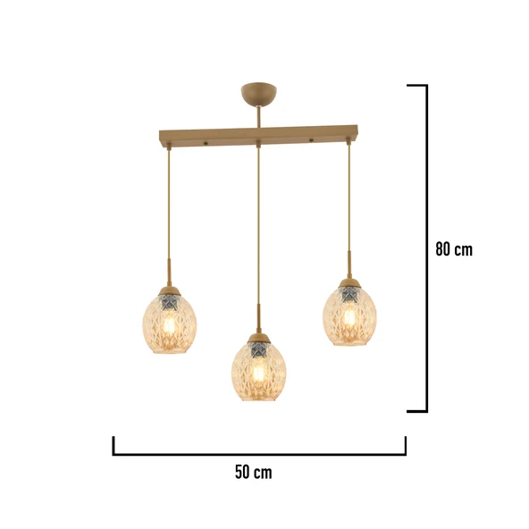Nino 3Lü Sıralı Eskitme Modern Sarkıt Oturma Odası Salon Sarkıt Avize - Resim 3