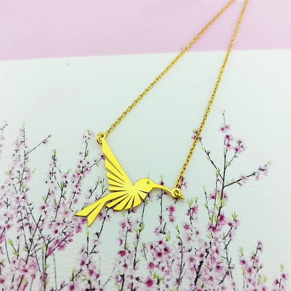 Vaoov 925 Ayar Gümüş Sinek Kuşu Kolye - Resim 7