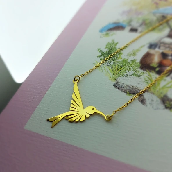 Vaoov 925 Ayar Gümüş Sinek Kuşu Kolye - Resim 4