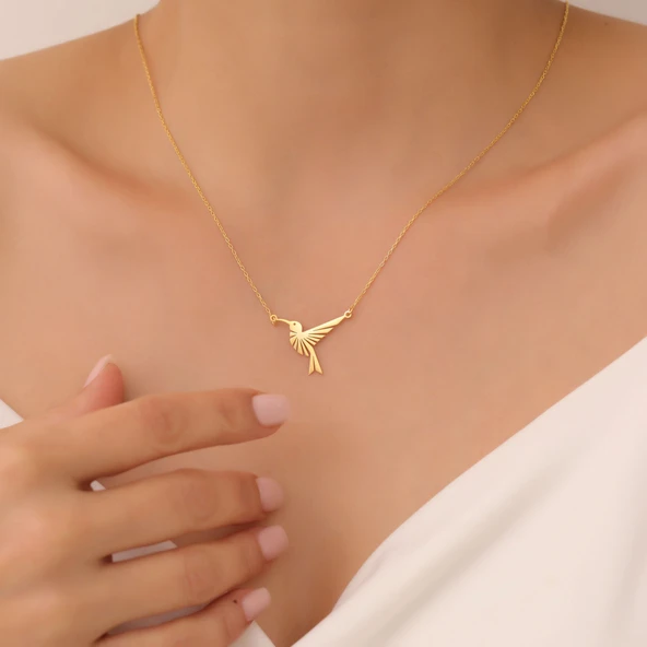 Vaoov 925 Ayar Gümüş Sinek Kuşu Kolye - Resim 3