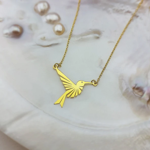 Vaoov 925 Ayar Gümüş Sinek Kuşu Kolye - Resim 6