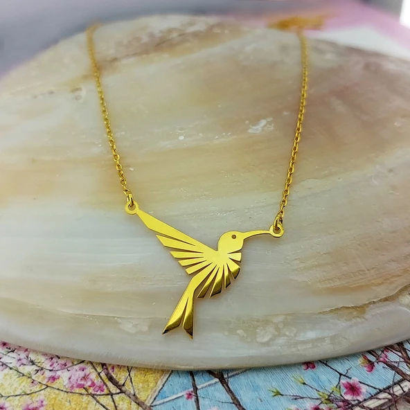 Vaoov 925 Ayar Gümüş Sinek Kuşu Kolye - Resim 2