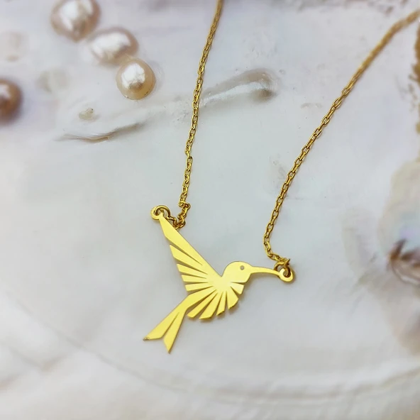 Vaoov 925 Ayar Gümüş Sinek Kuşu Kolye - Resim 5