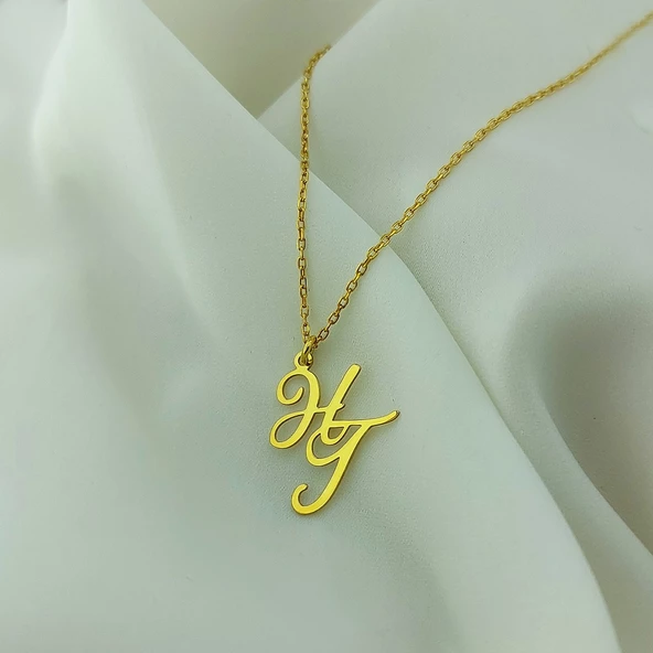 Vaoov 925 Ayar Gümüş El Yazısı İki Harfli Kolye - Resim 6