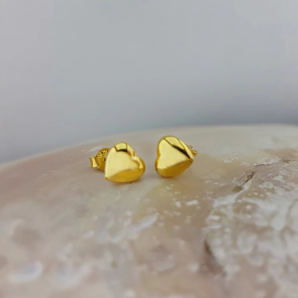 925 Ayar Gümüş Minimal Kalp Küpe - Resim 6