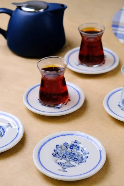 Tabak Evi Fulya Antik Çay Bardak Takımı 6 Kişilik 12 Parça - 2