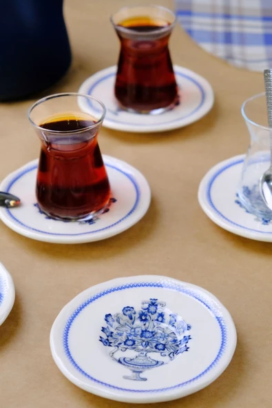 Tabak Evi Fulya Antik Çay Bardak Takımı 6 Kişilik 12 Parça - 3