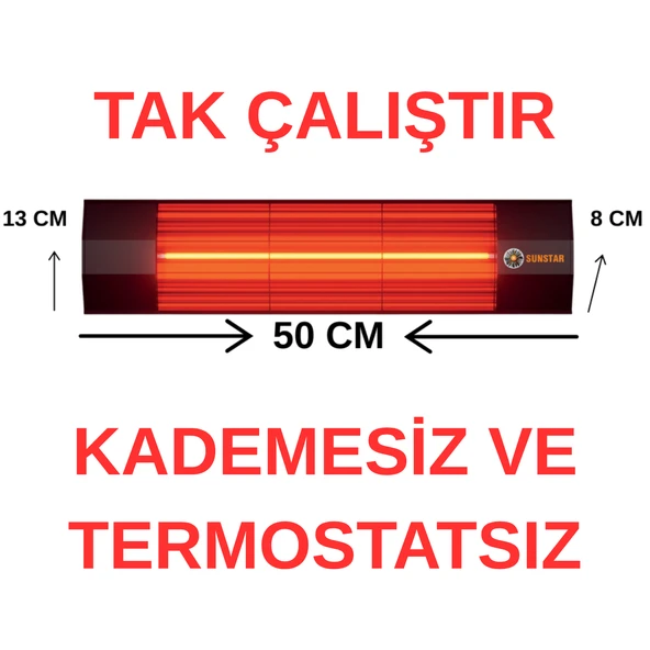 SUNSTAR DIŞMEKAN HALOJEN SOBA İNFRARED ISITICI 2000W - Resim 2